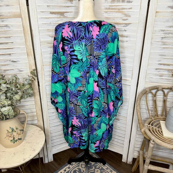 SWIMSUITS FOR ALL NWT Women's PLUS 22 24 Cover Up Top Caftan Cotton Multicolor - Picture 5 of 13